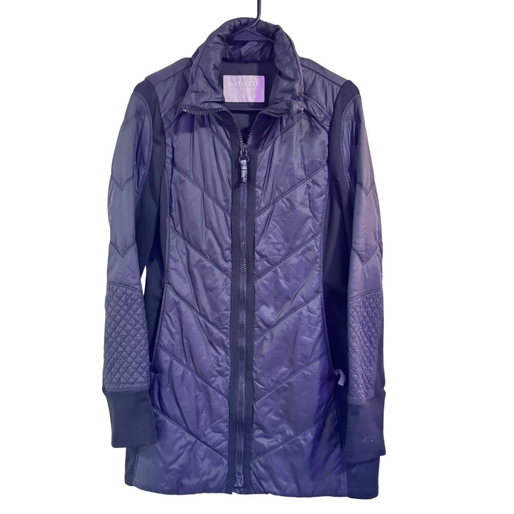 ATHLETA S Black on Black Mid length Nylon Winter Coat GORGEOUS